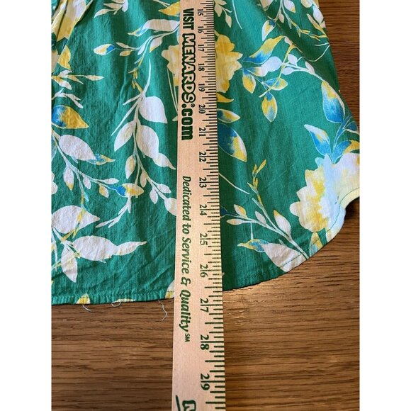 St. Johns Bay Women Green Floral Long Sleeve Blouse Size Large Hawaiian Colorful - Picture 9 of 14